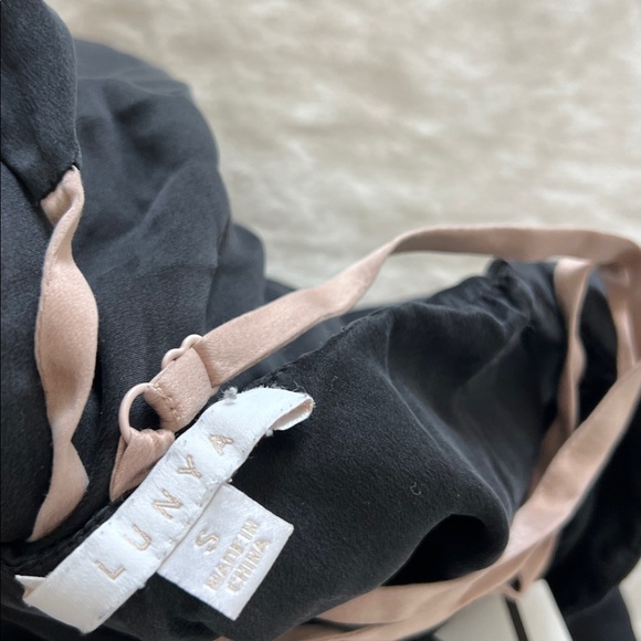 LUNYA Black Washable Silk Nightgown Dress Slit T-Strap in Black & Otium S $198 - Picture 5 of 8